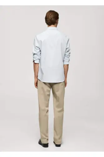 Regular fit stretch cotton shirt - Sky Blue - 4
