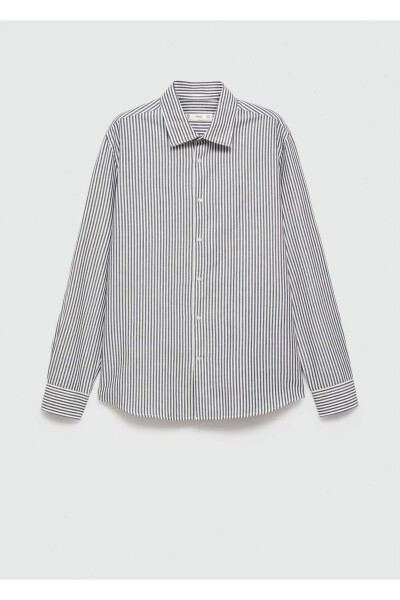 Regular fit striped cotton linen shirt - 3