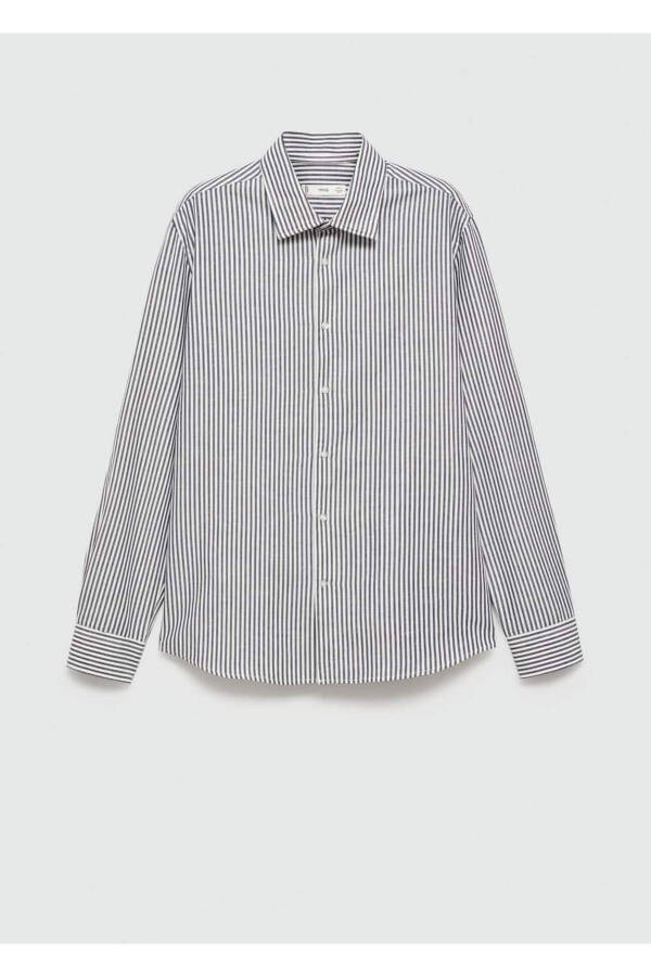 Regular fit striped cotton linen shirt - 3