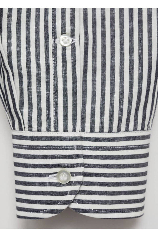 Regular fit striped cotton linen shirt - 5