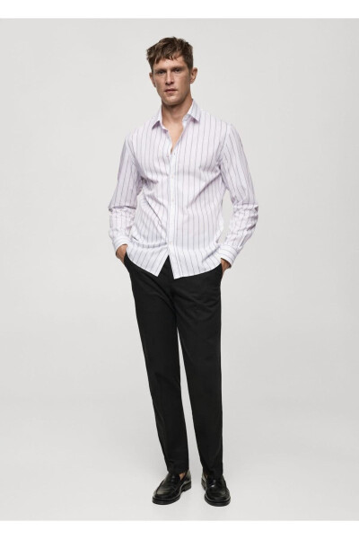 Regular Fit Striped Cotton Shirt - MANGO MAN (1)