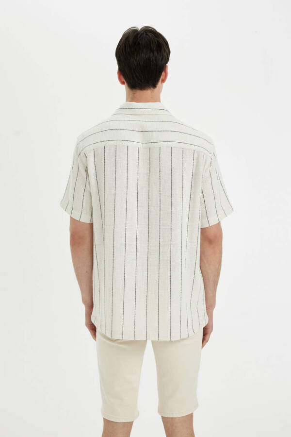 Regular Fit Striped Short Sleeve Shirt Sand - 9