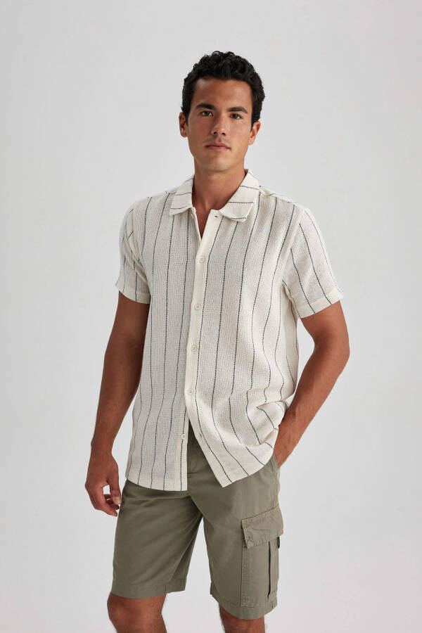 Regular Fit Striped Short Sleeve Shirt Sand - 10