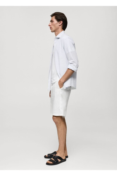 Regular Fit Striped Waffle Cotton Shirt - 6