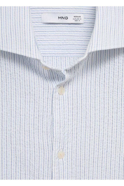 Regular Fit Striped Waffle Cotton Shirt - 7