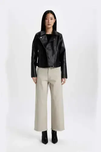 Regular Fit Sun'iy Teri Mont A0906ax23au-Qora - DEFACTO (1)