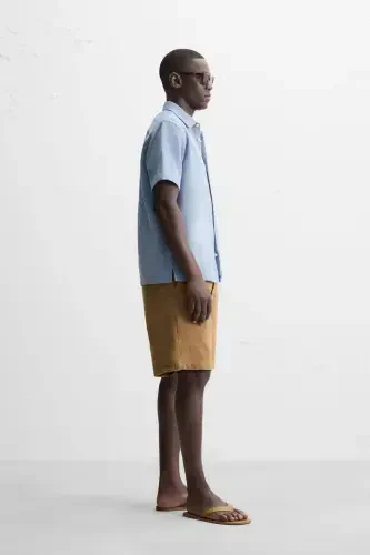 REGULAR FIT TEXTURED SHIRT-Blue/White - 4