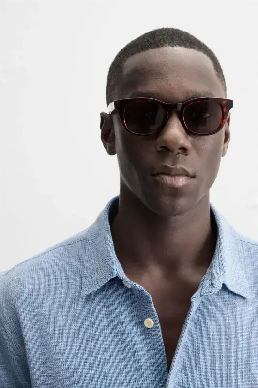 REGULAR FIT TEXTURED SHIRT-Blue/White - 6