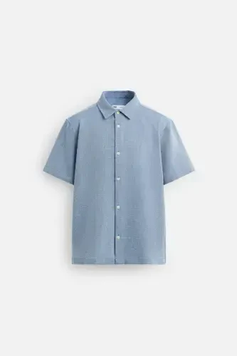 REGULAR FIT TEXTURED SHIRT-Blue/White - 7