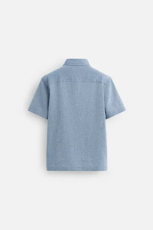 REGULAR FIT TEXTURED SHIRT-Blue/White - 8