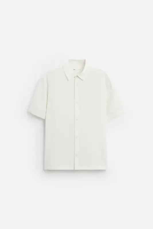 REGULAR FIT TEXTURED SHIRT-Ecru - 6