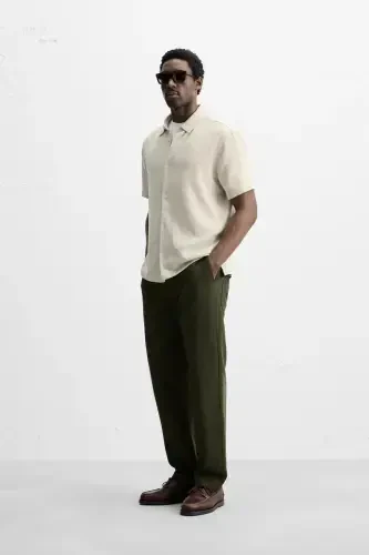 REGULAR FIT TEXTURED SHIRT-Light beige - 4