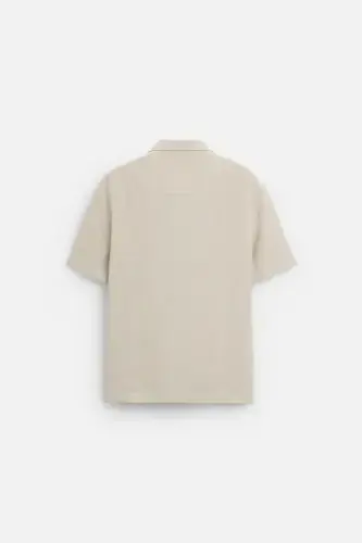 REGULAR FIT TEXTURED SHIRT-Light beige - 7