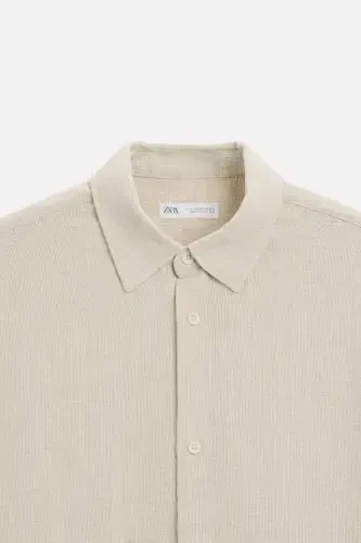 REGULAR FIT TEXTURED SHIRT-Light beige - 8