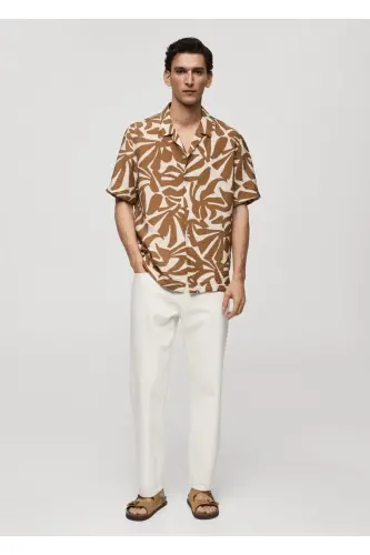 Regular fit textured shirt - Medium Brown - MANGO MAN (1)