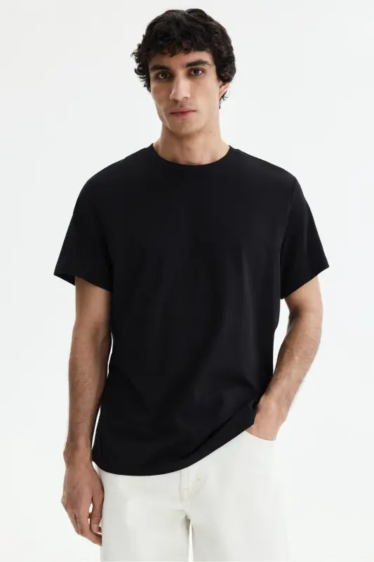 Regular Fit Tişört - Siyah - 1
