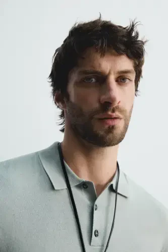 REGULAR FIT TRİKO POLO T-SHIRT-Gri / Mavi - 7