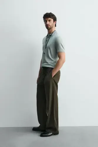 REGULAR FIT TRIKO POLO T-SHIRT-Kulrang / Ko'k - 6