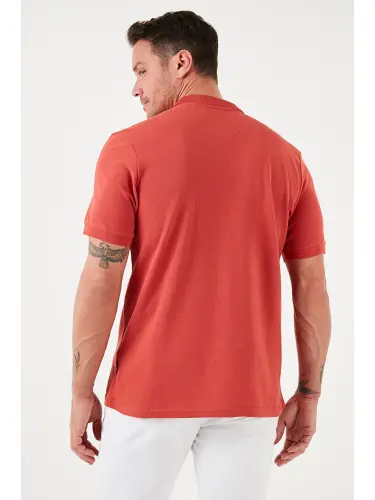 Regular Fit Tugmali Polo Yaka Erkak Ko'ylak 5902127-Jigarrang - 5