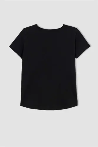 Regular Fit V-Neck Short Sleeve 100% Cotton T-Shirt Black - 9