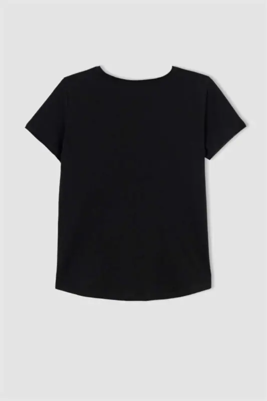 Regular Fit V-Neck Short Sleeve 100% Cotton T-Shirt Black - 9