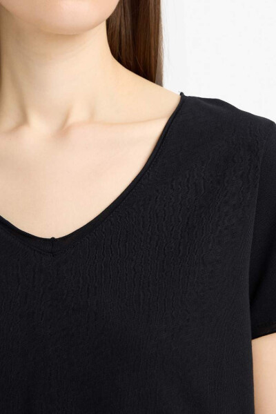 Regular Fit V-Neck Short Sleeve T-Shirt Black - 6