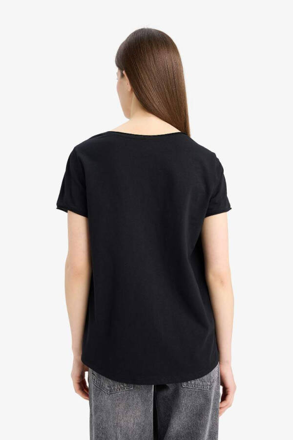 Regular Fit V-Neck Short Sleeve T-Shirt Black - 7