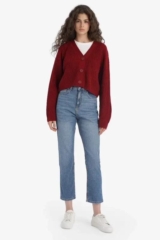 Regular Fıt Hırka-Bordo - 2