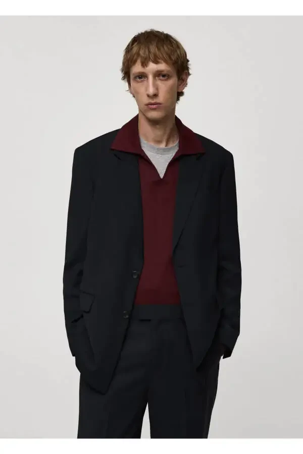 Regular Fit Wool Blend Blazer Jacket - 1