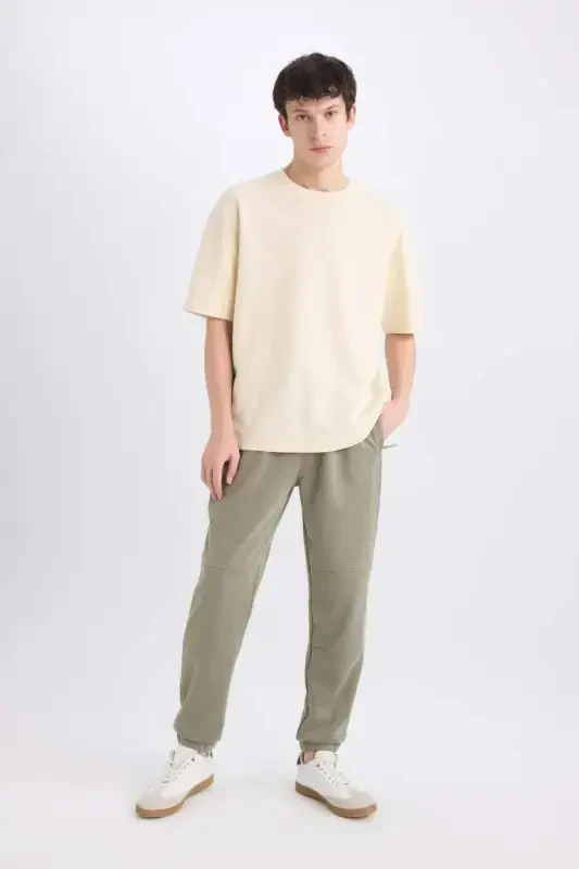 Regular Fit Zipper Pocket Sweatpants Light Khaki - 1