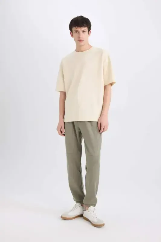 Regular Fit Zipper Pocket Sweatpants Light Khaki - 3