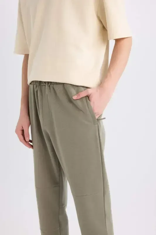 Regular Fit Zipper Pocket Sweatpants Light Khaki - 5