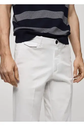 Regular kesim kalıpli paxta shim-Krem rang - 5