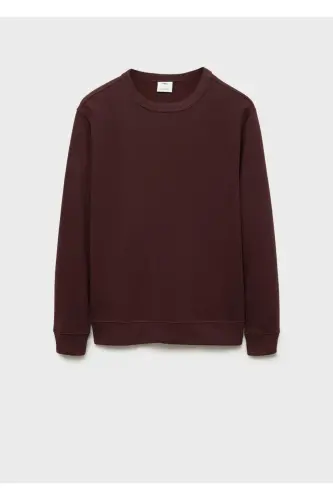 Regular kesim pamuklu sweatshirt-Burgonya Rengi - 3
