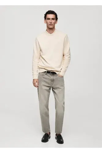 Regular kesim pamuklu sweatshirt-Ekrü - 2