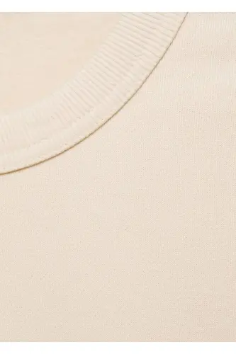 Regular kesim pamuklu sweatshirt-Ekrü - 5