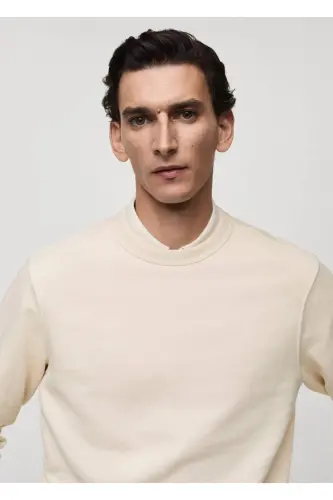 Regular kesim pamuklu sweatshirt-Ekrü - 7