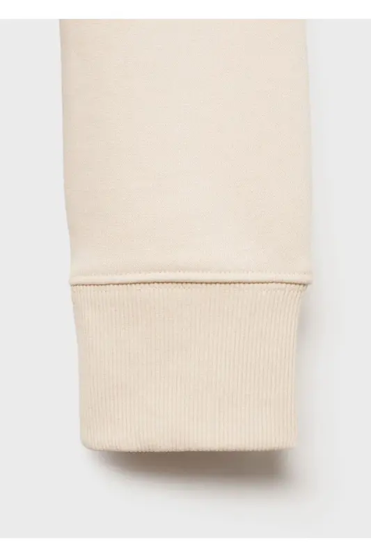 Regular kesim pamuklu sweatshirt-Ekrü - 8