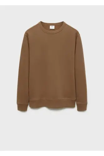 Regular kesim pamuklu sweatshirt-Orta Kahverengi - 3