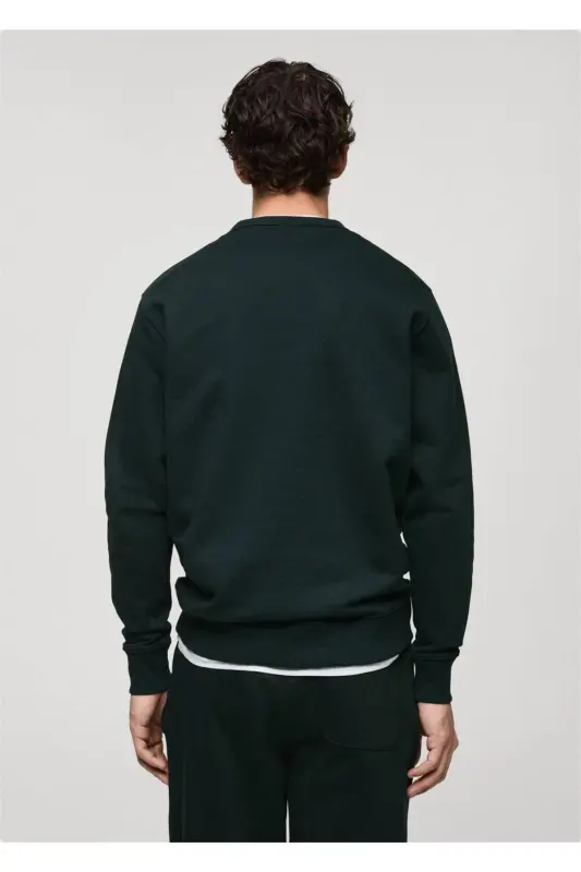 Regular kesim pamuklu sweatshirt-Yeşil - 4