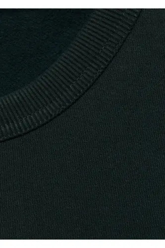 Regular kesim pamuklu sweatshirt-Yeşil - 5