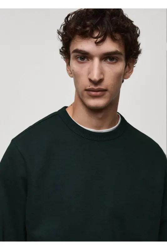 Regular kesim pamuklu sweatshirt-Yeşil - 7