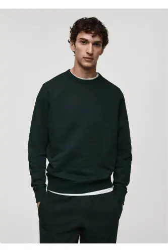 Regular kesim pamuklu sweatshirt-Yeşil - 1