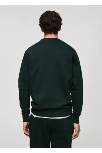 Regular kesim pamuklu sweatshirt-Yeşil - 4