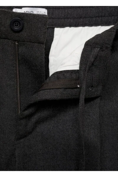 Regular kesim ipli pilili pantolon-Gri - 6