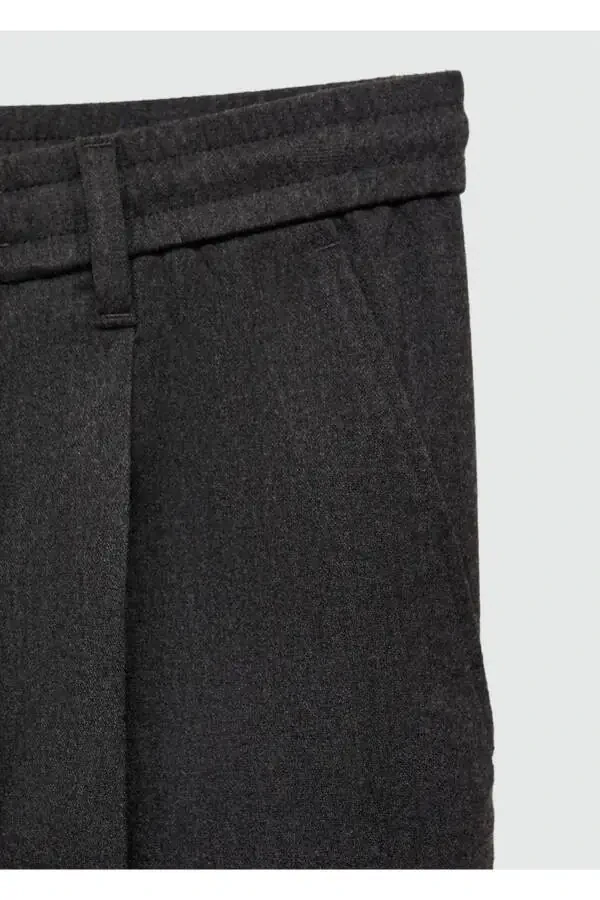 Regular kesim ipli pilili pantolon-Gri - 7