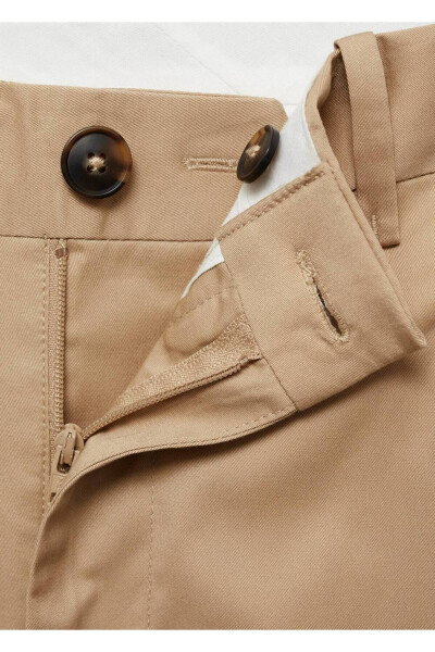 Regular kesim kalıplı pamuklu pantolon-Bej - 8