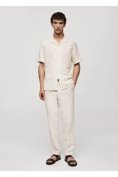 Regulyar uslubidagi gofri paxta koʻylak - MANGO MAN (1)