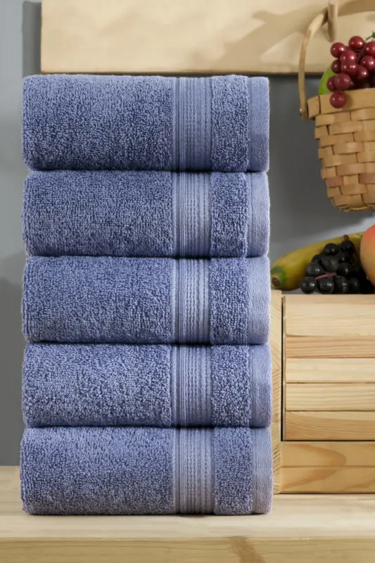 Rei 5-Pack 100% Towel Set 35x35 cm. | Extra Soft, High Absorbency | - Indigo - 2