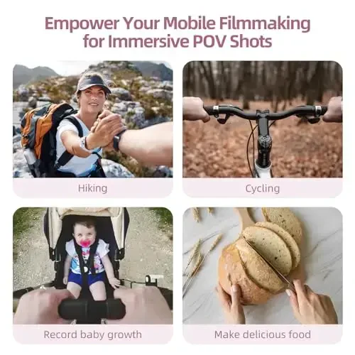 РЕЙГЕАК Magnetic POV/Vlog Phone Neck Mount Holder for Magsafe iPhone 16/15/14/13/12 Pro Mini/Plus/Pro/Pro Max, Hand Free Chest Stand Video Recording for Mobile Phone Accessory (Sakura Pink) - 4